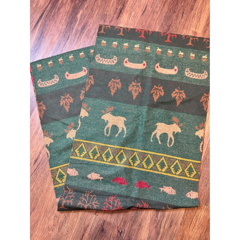 Pendleton Wool Fabric Remnant 20x120" Moose Lodge Cabin Reversible 2 Panels